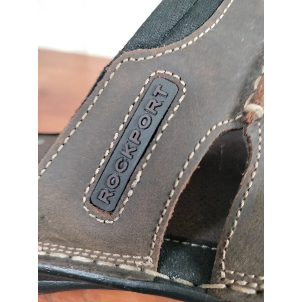Rockport Darwyn Men's Leather‎ Slide Sandals Size 9 NWOB Brown truTECH Comfort